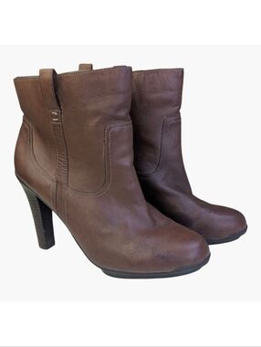 Kenneth Cole Reaction Brown Leather Ankle Boots Size 10 | 4.5” Heel